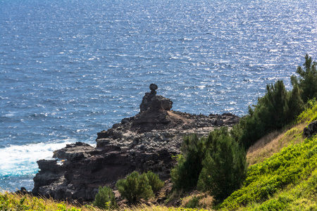 蘑菇状岩石在毛伊岛海岸