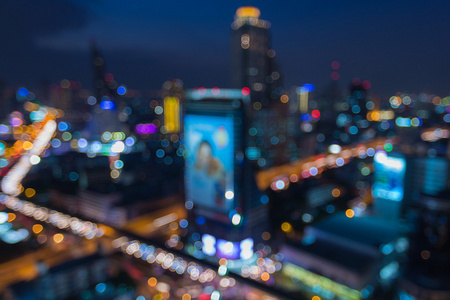 大城市，散景的夜间灯光