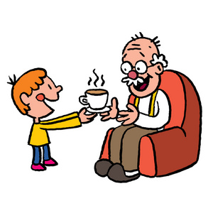 爷爷孙子卡通图片