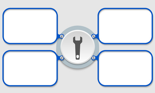 四个蓝色框架文本带扳手