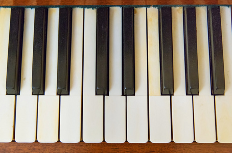 黑色和白色的钢琴键特写