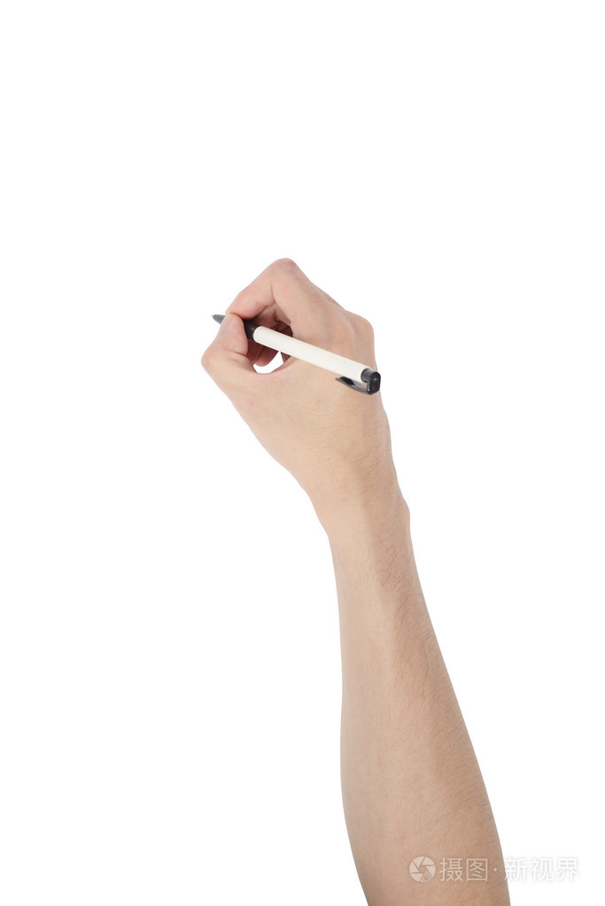 亚洲男子手上的圆珠笔