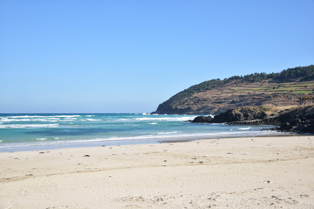 Hamdeok Seoubong 海滩在济州岛的视图