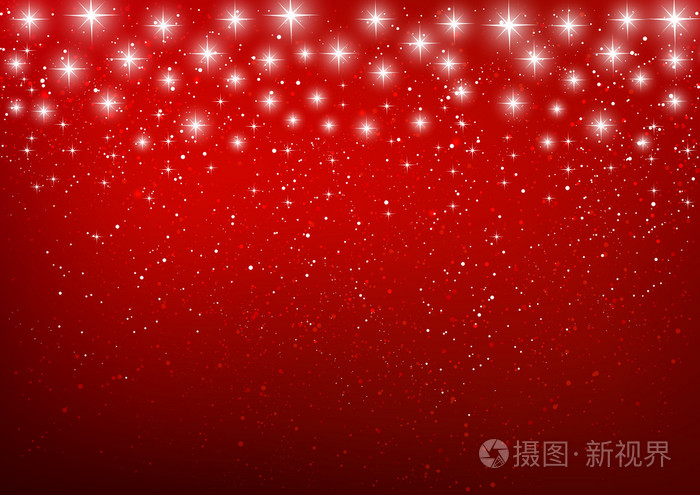 红色背景上的闪亮星星
