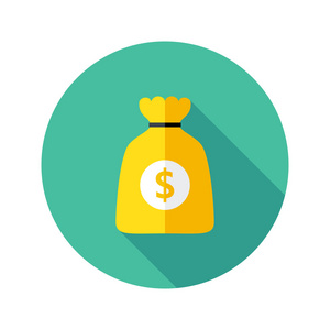 美元的钱袋子平面圆图标照片