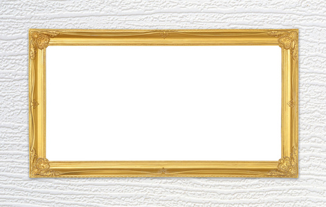 在木板墙上背景上的金框照片