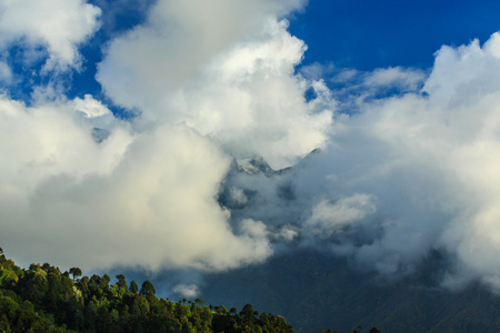 晴朗的一天在尼泊尔喜马拉雅山风景