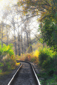 风景区铁路在秋天