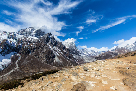 在喜马拉雅山脉的高山风景秀丽