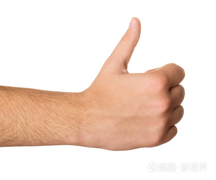 男人的手的大拇指