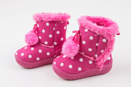 可爱的小宝贝女孩粉红色鞋子