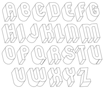 黑色和白色的 3d 字体用细线