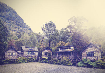 阿根廷乡村小屋的复古照片。