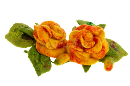 羊毛制成的橙色玫瑰花图案