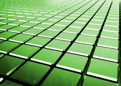 从光滑的绿色立方体抽象背景