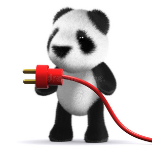 带电源线的3d熊猫宝宝
