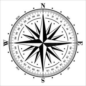 罗盘上白玫瑰图片