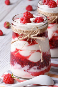 浓缩的树莓酸奶