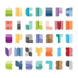 字母集，向量插图.类型字体纸张颜色样式。