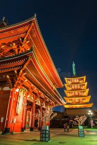 东京浅草市的日本红寺