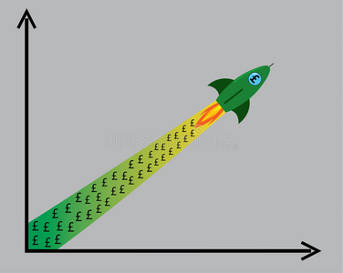 带有火箭磅货币的抽象图表
