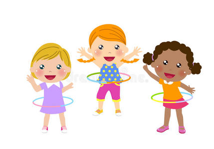 可爱女孩卡通转呼啦圈