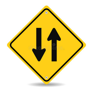 白色双向交通标志照片