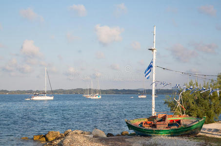 希腊观光希腊的传统渔船