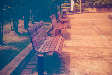 夏日公园的长凳