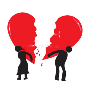 心痛的难受离婚心痛的概念.心碎的男人和女人背着.照片
