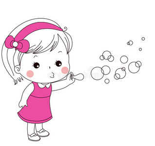 小女孩吹泡泡图片
