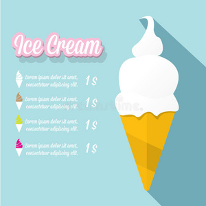 冰淇淋咖啡馆菜单的矢量图示