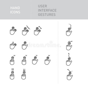 带有白色用户界面手势的手形图标