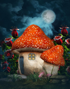 梦幻月亮蘑菇小屋照片