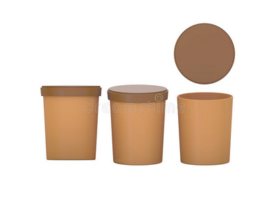 棕色空白桶食品塑料容器夹持包装