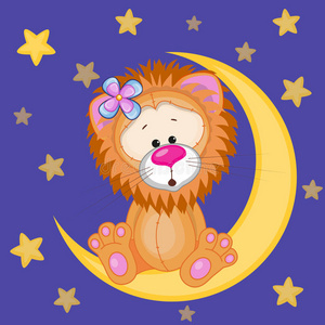 月亮上可爱的狮子
