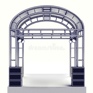 节日舞台钢结构，白色扬声器