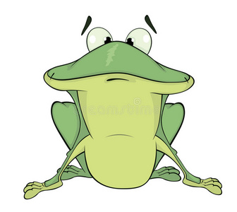 一只绿色的青蛙。卡通