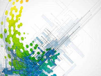 六边形抽象彩色箭头技术与开发