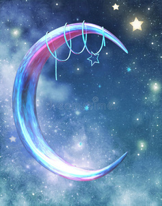 梦幻繁星梦幻的月亮和星星照片