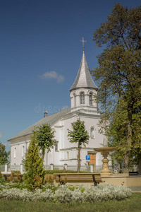 拉脱维亚小镇ilukste古老的天主教堂