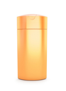 橙色的化妆品包装，塑料洗发水或沐浴凝胶瓶