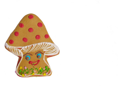 孤立的蘑菇形状的多彩姜饼图片