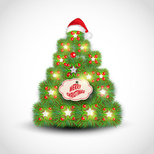 圣诞庆祝与圣诞老人帽的采油树