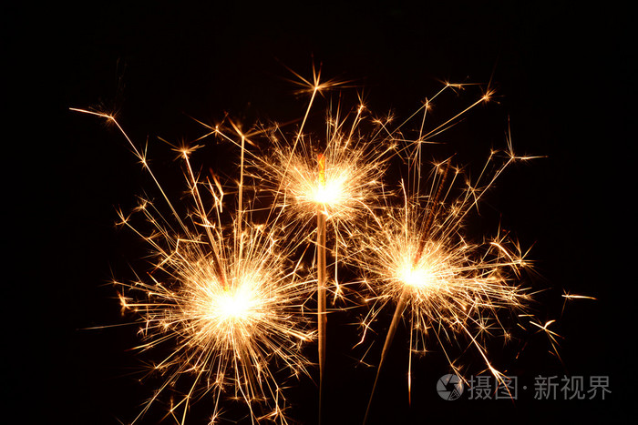 三个燃烧圣诞电光花