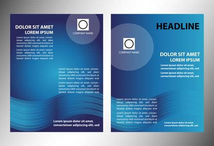 蓝色的向量传单小册子封面设计图片