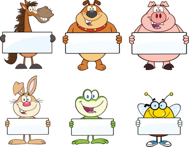 蜜蜂牌子举着空白牌子的动物照片