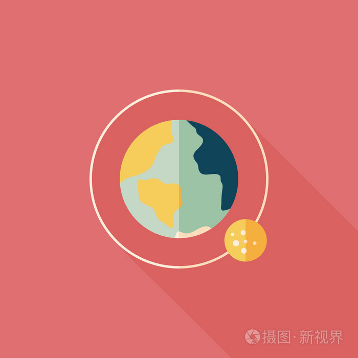 与长长的影子eps10空间地球平面图标