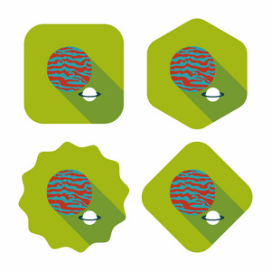 与长长的影子，eps10 空间地球平面图标