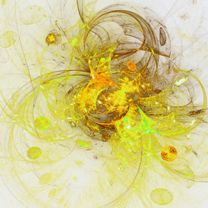 纠结的黄色分形，数码艺术作品的创意图形设计